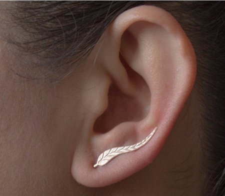 gold earrings silver leaf ear ring leaves 