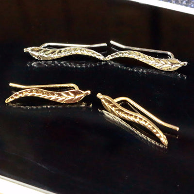 gold earrings silver leaf ear ring leaves 