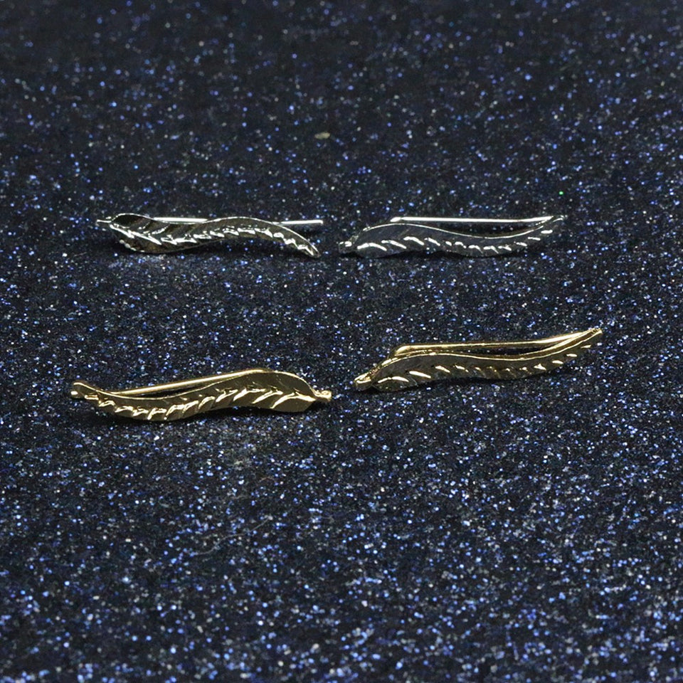 gold earrings silver leaf ear ring leaves 