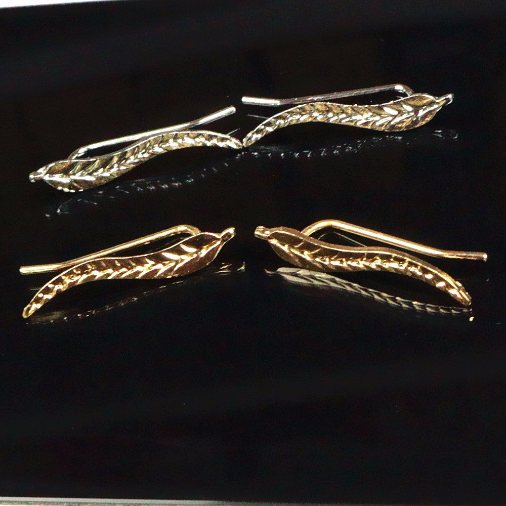 gold earrings silver leaf ear ring leaves 