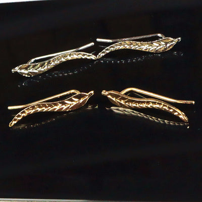 gold earrings silver leaf ear ring leaves 