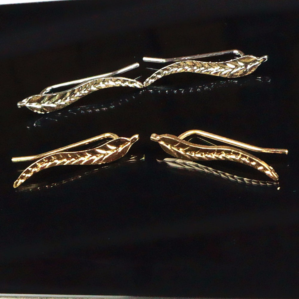 gold earrings silver leaf ear ring leaves 