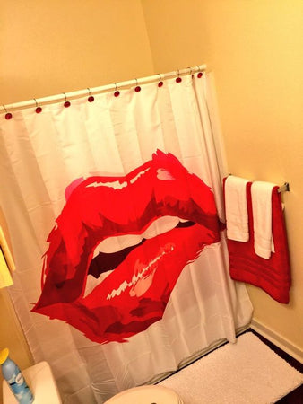 lips shower curtain pink biting teeth curtains afrocentric urban home decor bathroom bath design idea hot