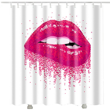 lips shower curtain pink biting teeth curtains afrocentric urban home decor bathroom bath design idea hot
