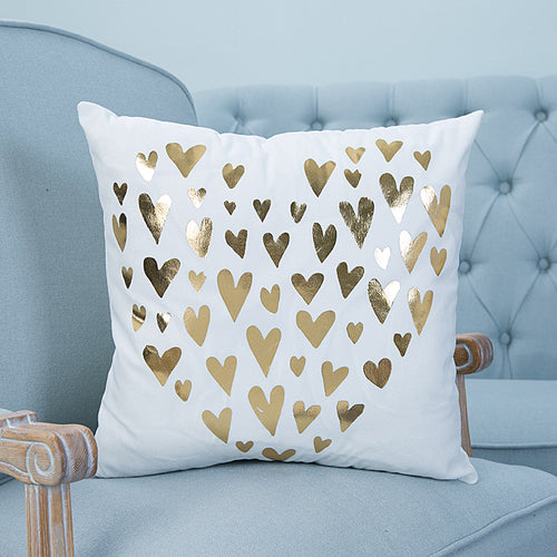 love hearts gold pillow case cover home decor first apartment white unique urban decoration teenager room 