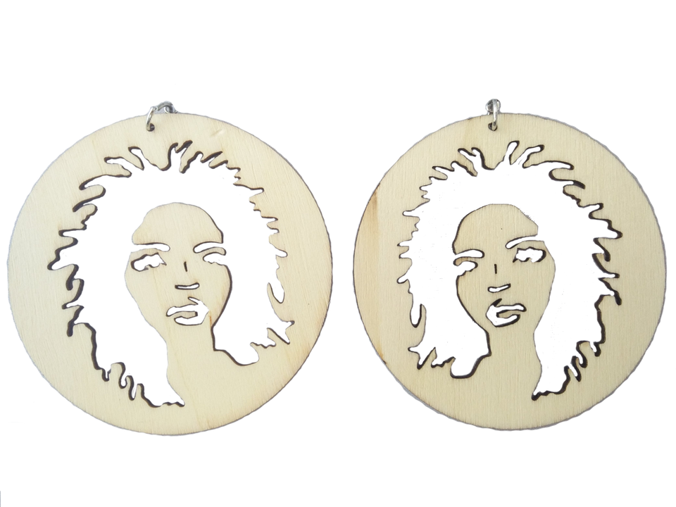 Lauryn hill earring afrocentric earring natural hair earring clothing jewelry afro wooden