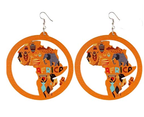 africa earrings african shaped jewelry map of all countries continents accessories accessory fashion outfit gift idea christmas birthday kwanzaa pro black pride jewellery kente print design cheap cute affordable womens light weight 
