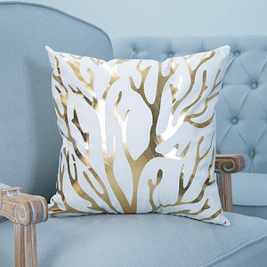 gold foil design pillow case cover home decor first apartment white unique urban decoration teenager room 