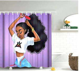 ponytail pony tail afrocentric home decor african shower curtains wall art and style pro black household items decorations american bedding cheap cute affordable feminine urban womens woman women ladies apartment home apt house ideas gift christmas kwanzaa birthday anniversary warming dorm help