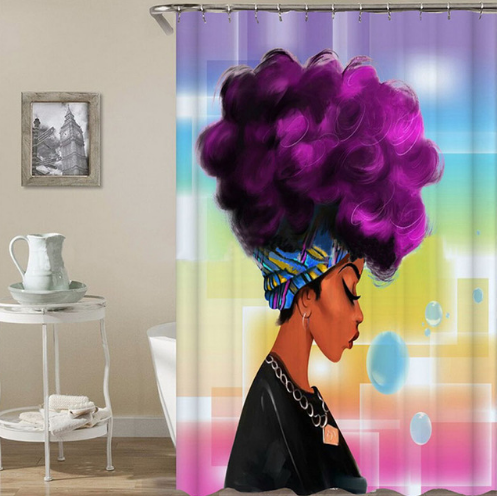 purple afro shower curtain curtains bathroom home decor bath design idea fuschia female woman lady feminine African American