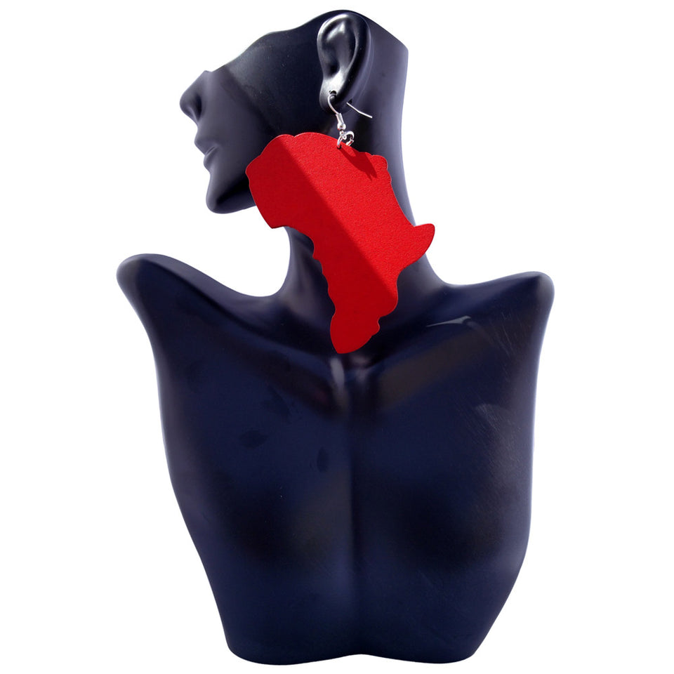 red map of africa earring